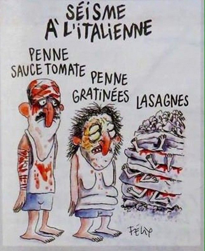 Charlie Hebdo: Με πένες και λαζάνια παρομοιάζει σε σκίτσο τα θύματα του σεισμού στην Ιταλία